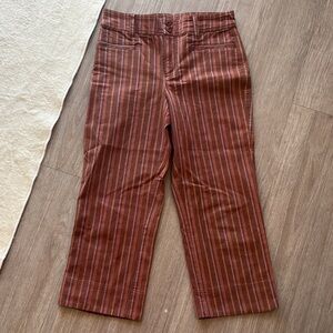 Free People Striped Brown Cropped Pants